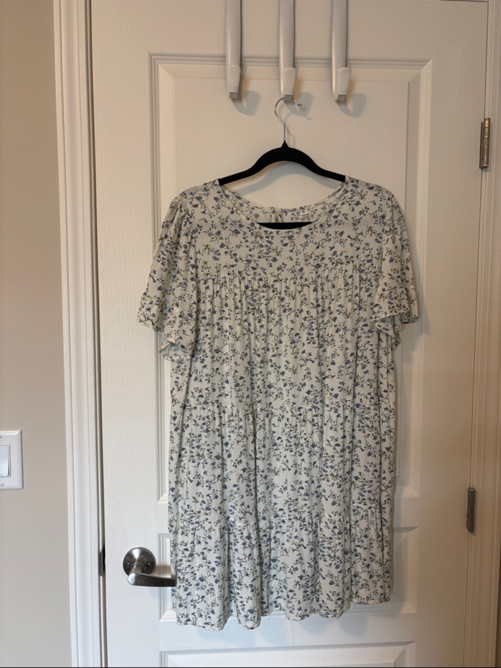 Light Cream Floral Babydoll Dress